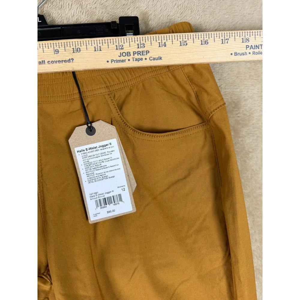 PrAna Halle E-Waist Jogger II Antique Bronze Nylon Stretch Hiking Pants Women 12